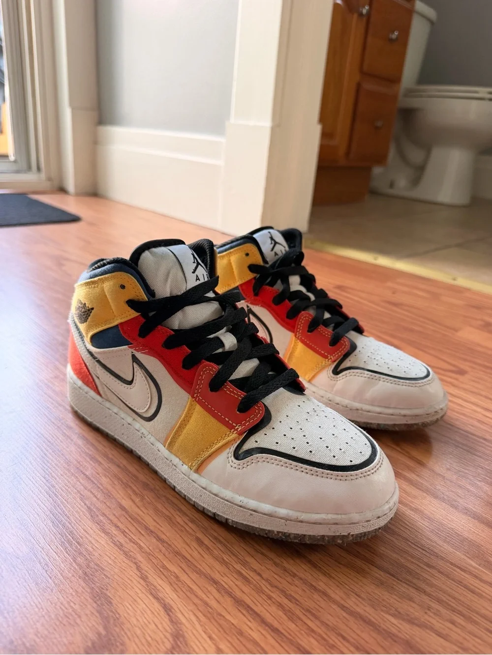 Nike High-Top Sneakers - White, Yellow, Red, Black